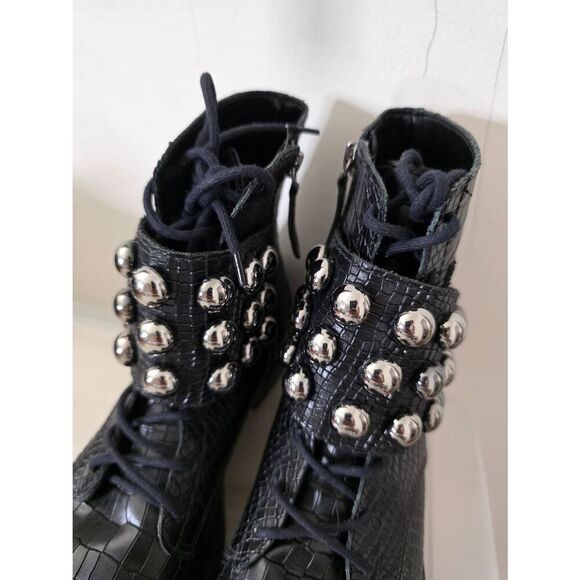 SCHUTZ Marieta Croc Embossed Leather Booties 7B - Picture 2 of 9